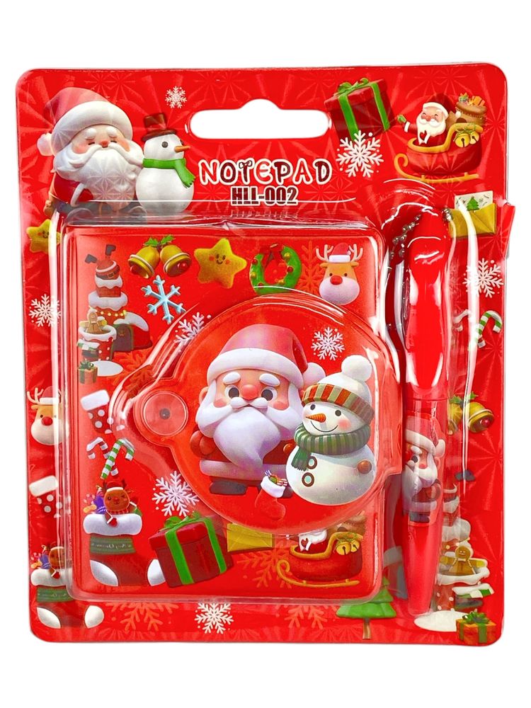 Блокнот на кнопці ПВХ+ручка-брелок  8 х 7см "Новорiчний" 65 аркушів (HLL-002-NY)