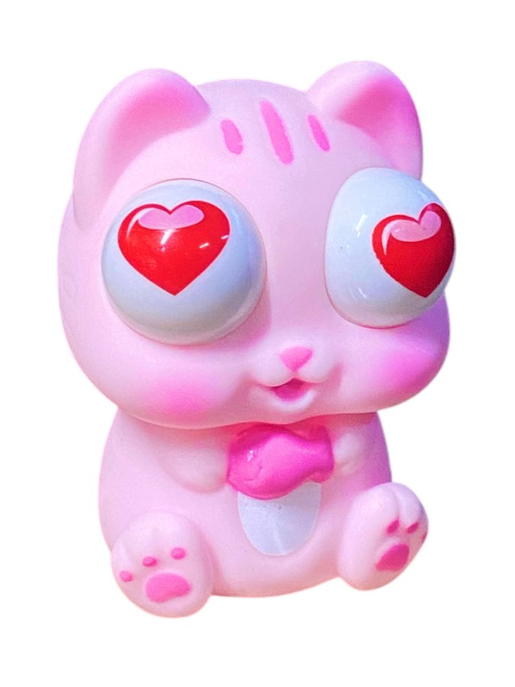 Іграшка-антистрес пучеглазик, що світиться "Котик-великі очі з серцем" 10см (2428-1)