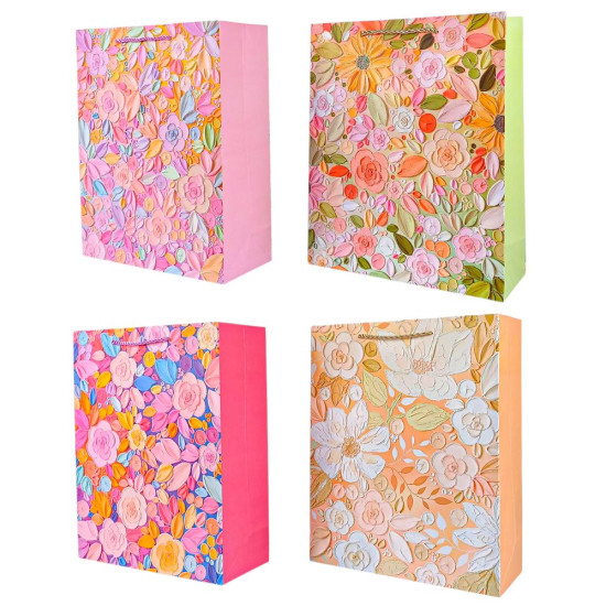 Пакет подарунковий "Квіти"   41,5 х 30 х 12см,  210г/м2, 4 дизайна Unison (2982-44)