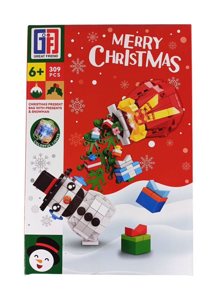 Конструктор 309 деталей "Сніговик та мішок з подарунками" (123-841)