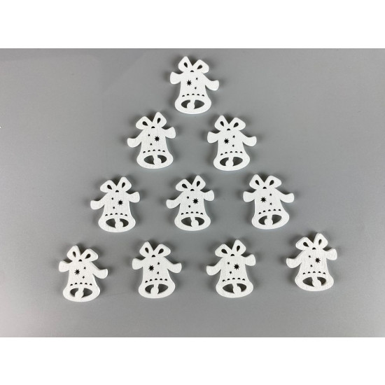 Дерев'яний дзвіночок з зірками  2 х 3см, білий, 10шт (TK-010)