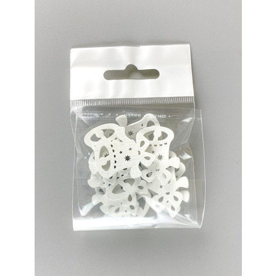 Дерев'яний дзвіночок з зірками  2 х 3см, білий, 10шт (TK-010)