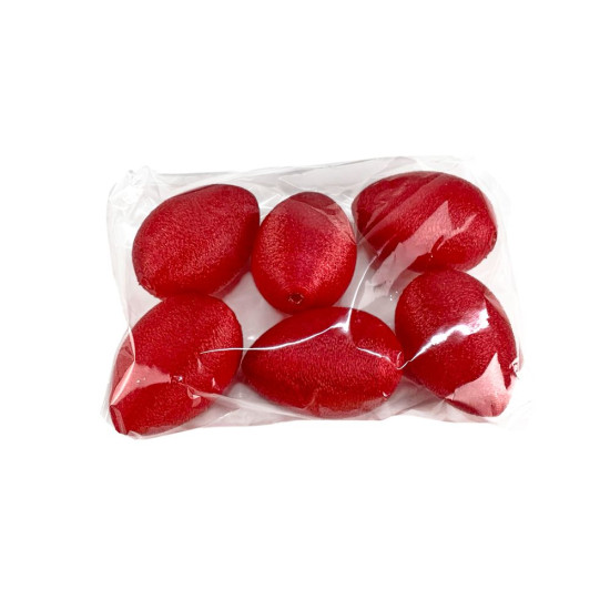 Набор пасхальных Эко яиц с блестящей фактурой -6шт, красный 7см Красный (L00201.2)