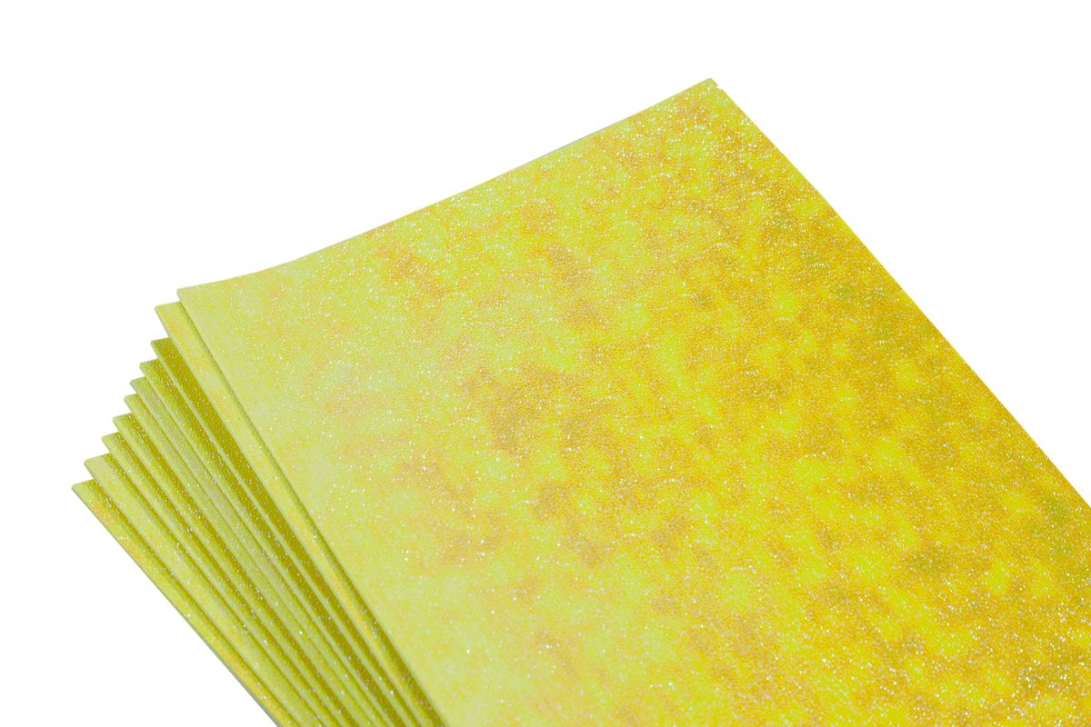 Желтый  фоамиран лазерный (10листов)) (7647)