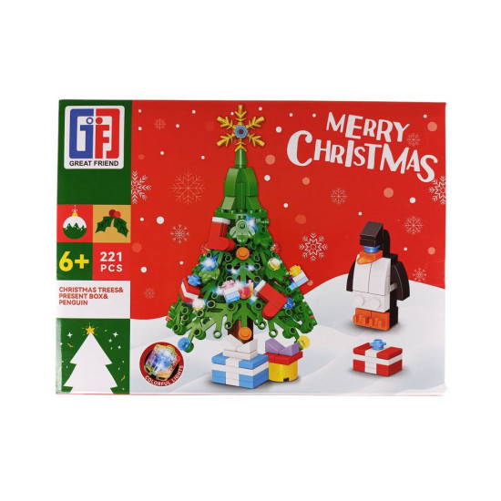 Конструктор 221 деталей "Елка с игрушками, пингвин" (123-818)