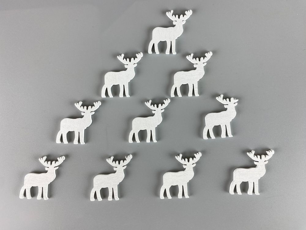Дерев'яний олень 2 х 3см, білий, 10шт (TK-006)