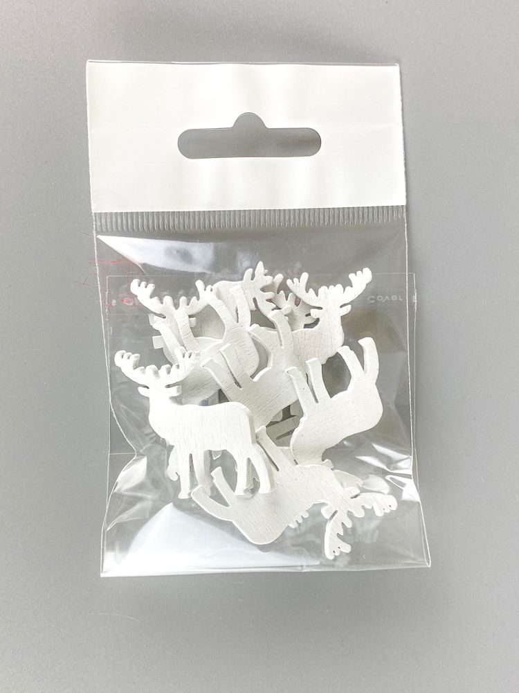 Дерев'яний олень 2 х 3см, білий, 10шт (TK-006)