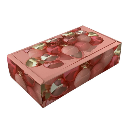 Подарочная коробка раскладная, 14х25х6,5см, 350гр  Шарики Розовый Unison (H808-1S)