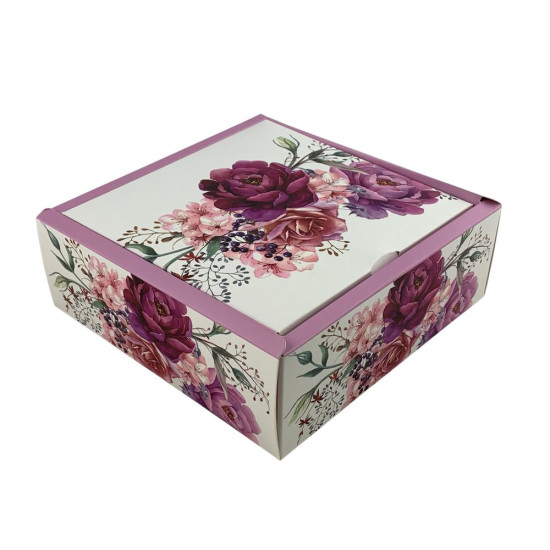 Подарочная коробка раскладная, 20 х 20 х 7см, 350гр  Цветы Unison (H809-2S)