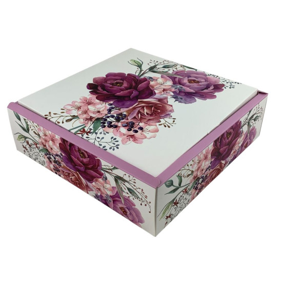 Подарункова коробка розкладна, 25 х 25 х 7,2см, 350гр  Квіти (H809-2M)