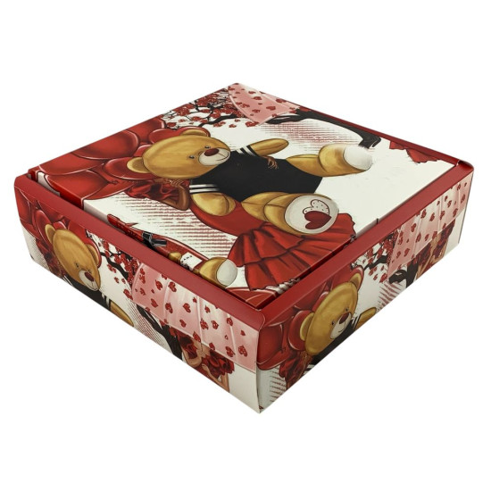 Подарункова коробка розкладна, 30 х 30 х 7,4см, 350гр  Ведмедик Unison (H806-2L)