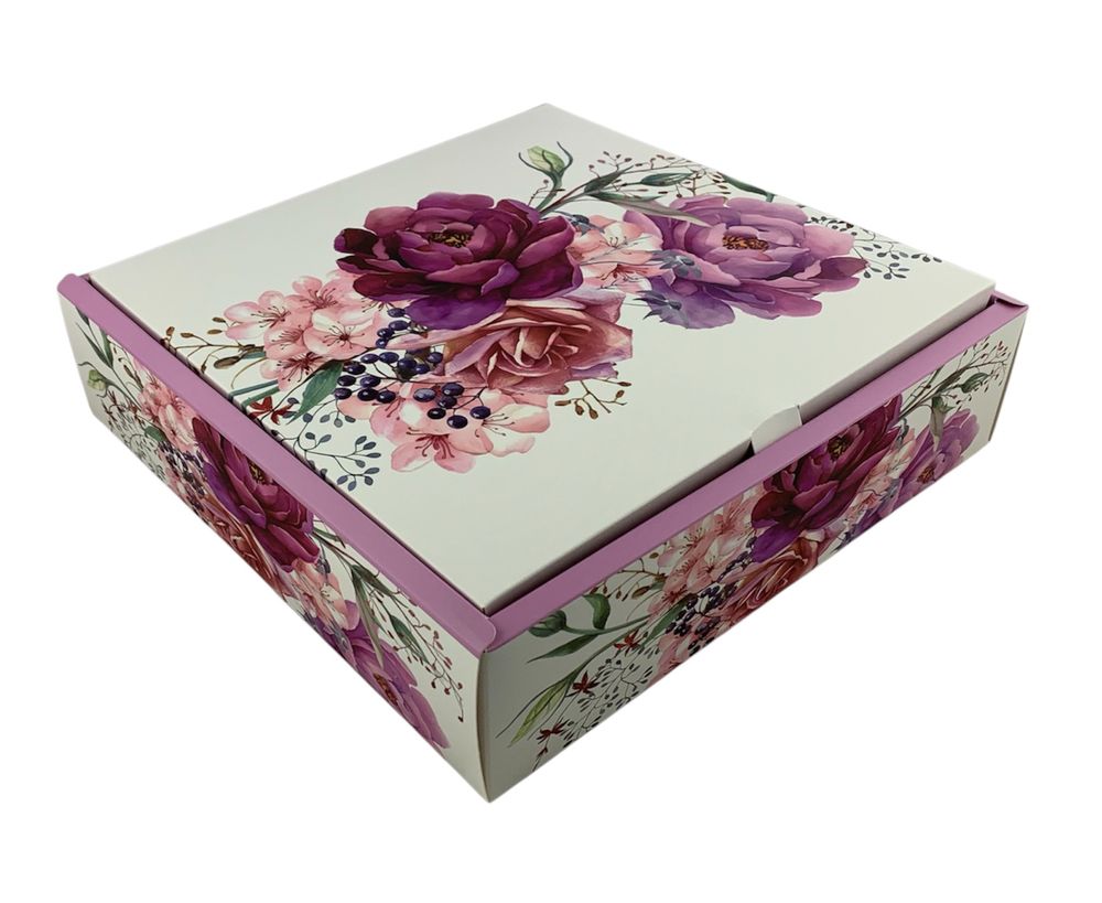Подарункова коробка розкладна, 30 х 30 х 7,4см, 350гр  Квіти Unison (H809-2L)
