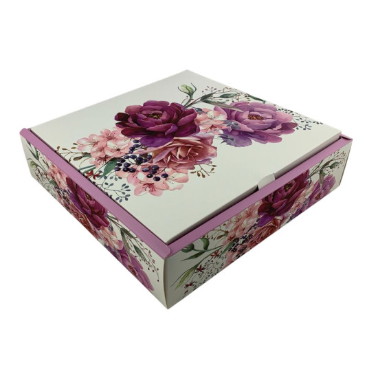 Подарункова коробка розкладна, 30 х 30 х 7,4см, 350гр  Квіти Unison (H809-2L)