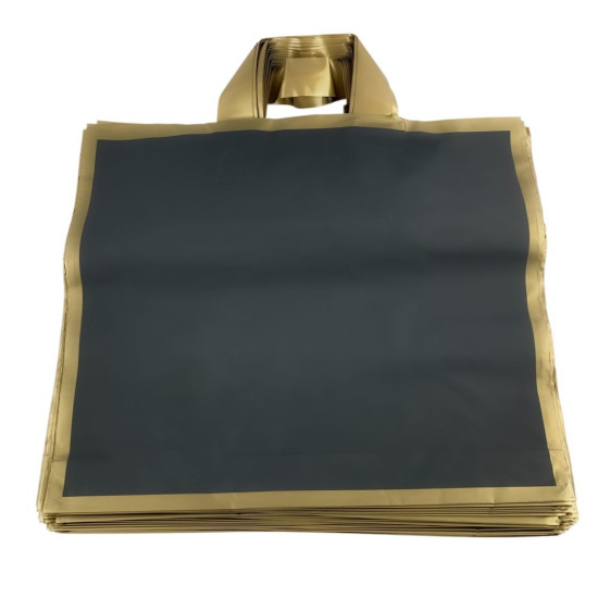 Пакет поліетиленовий з ручкою, 35 х 30 х 6.5см 50шт/уп Чорний (10801 black-gold)