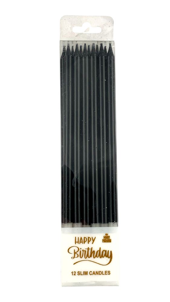 Набір свічок для торту 15,0 см, чорний, 12шт Чорний (625622 black)