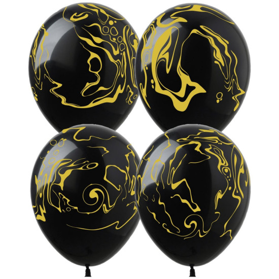 Кульки  латексні 12"(30сm)  "Мрамор золото"  10шт (8200712)