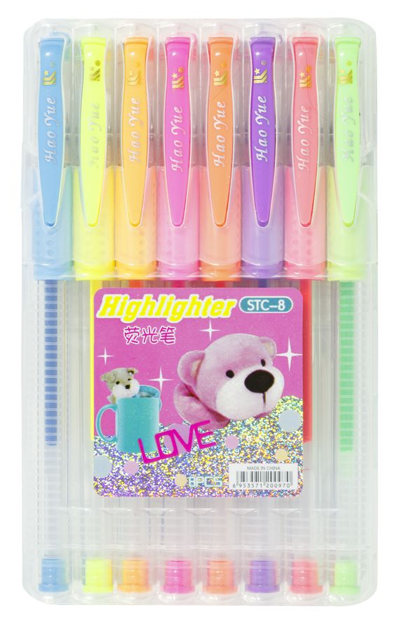Ручка STC-8  гелева в наборі - 8 кольорів, в пластиковій коробці (STC-8)