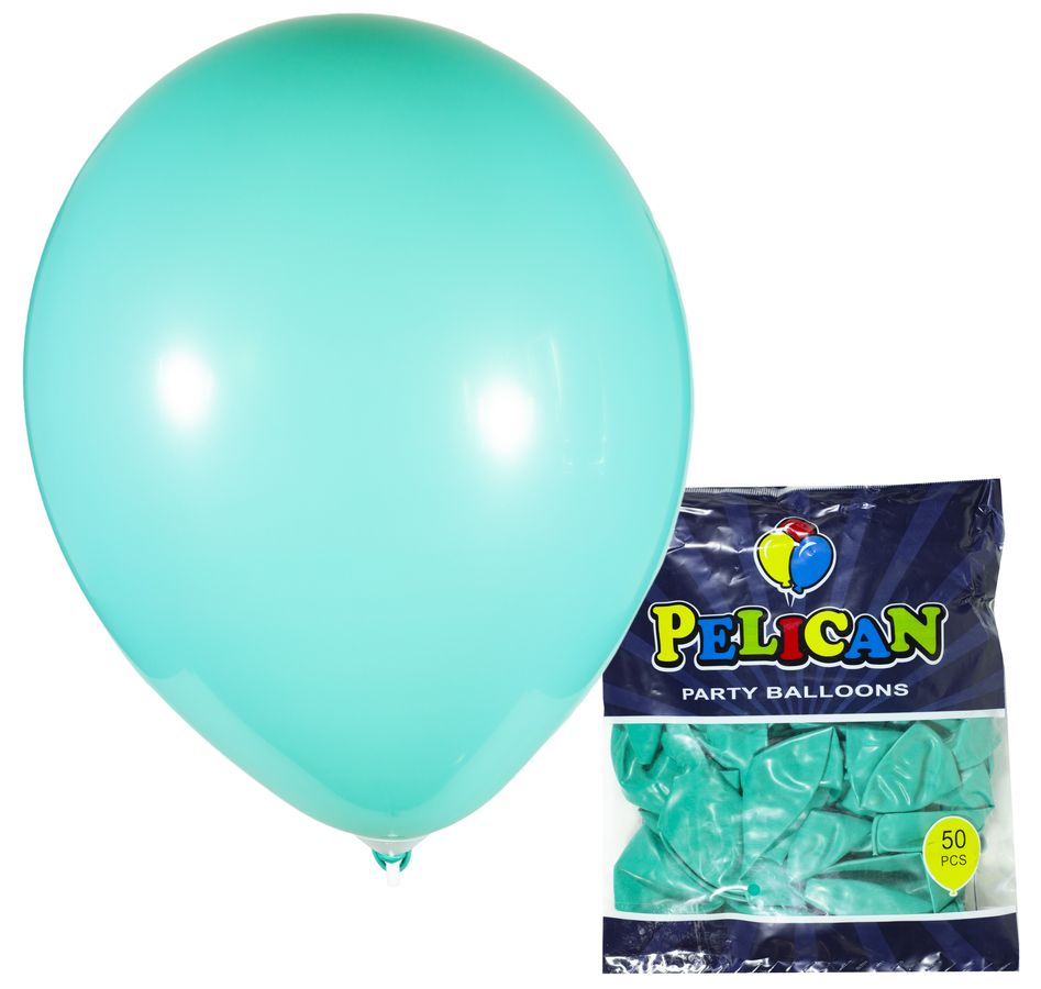 Шарики Pelican 12' (30 см), пастель бирюзовый, 50шт/уп Голубой Pelican (822848/1250-848)