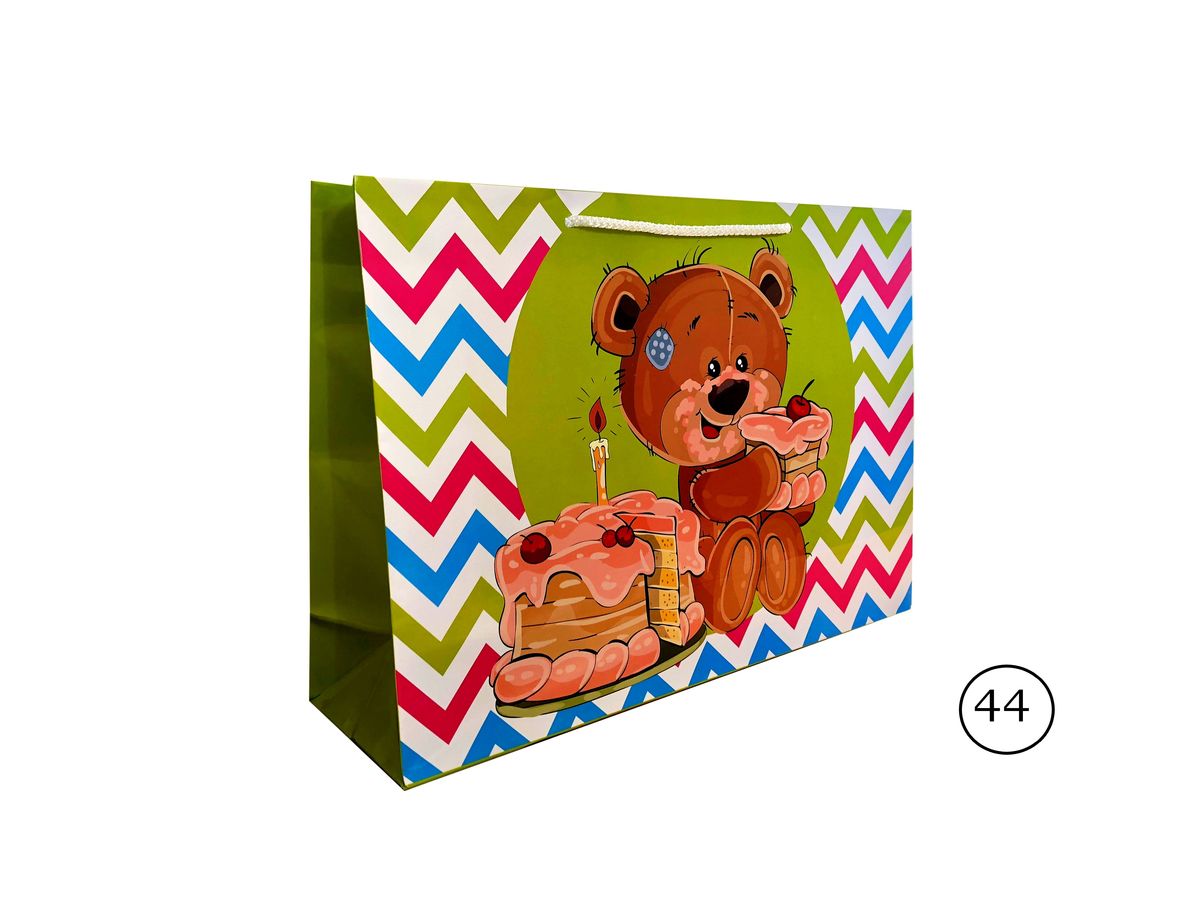 Детский пакет подарочный ламинированный 25 х 37,5 х 10 см, 170г/м2 Разноцветный Unison (W4  C)