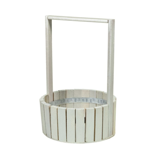 Корзина серебро деревяная круглая большая BW-230 (BW-230 silver)