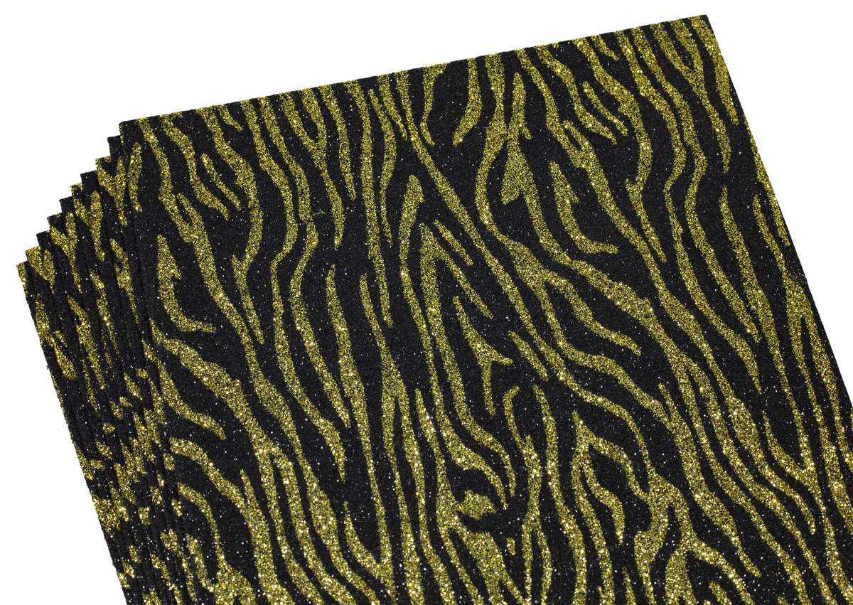 Фоаміран з глітером принт візерунки  20 * 30см, EVA, Флексика, 2 мм. 10 аркушів в ОРР:  золото з чорним Чорний Unison (10513)