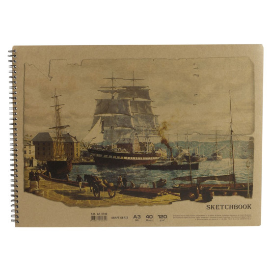 Альбомы для рисования - спираль  KRAFT 40 листов, 120г/м А3 (AR3740)