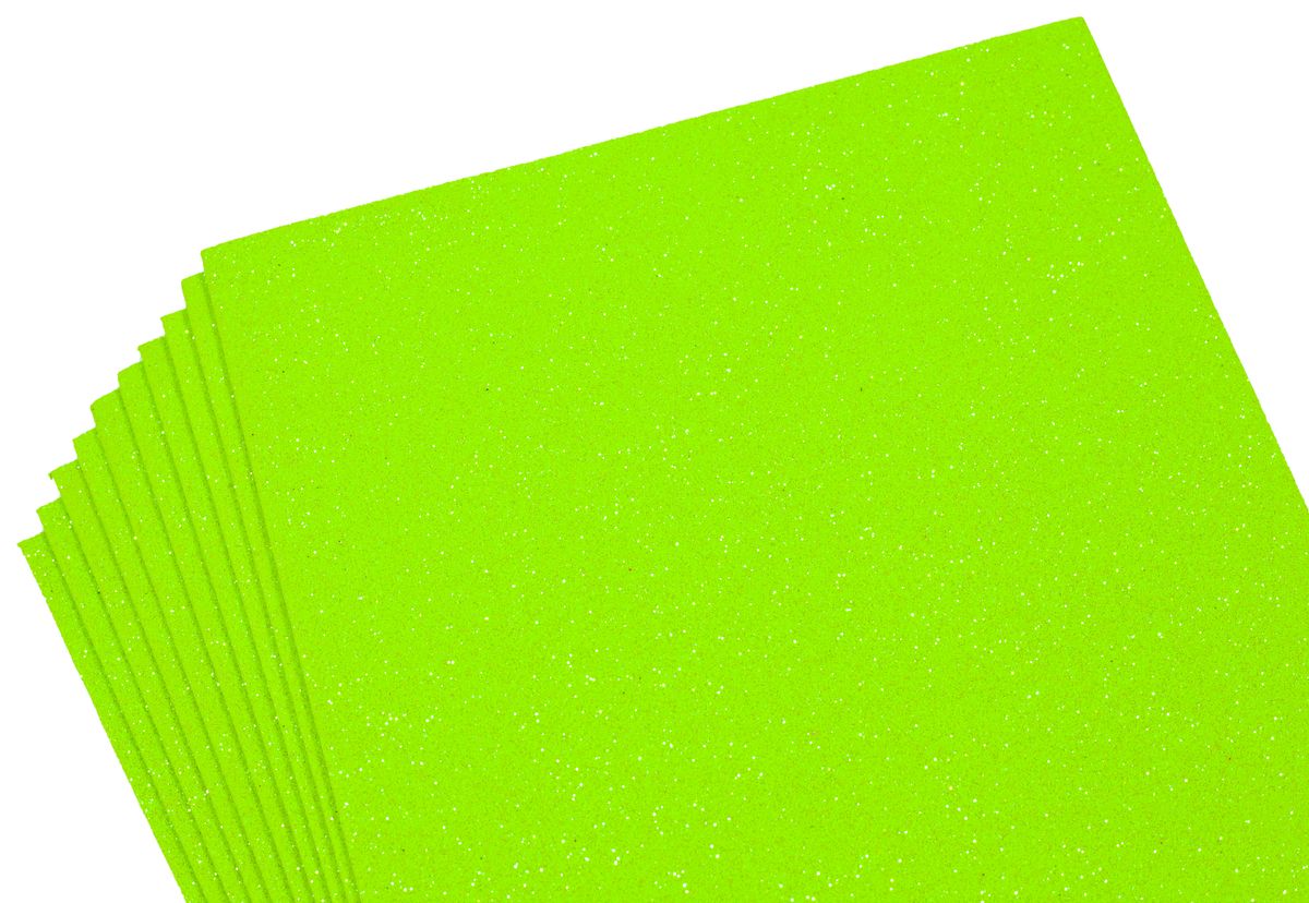 Фоамиран с глиттером  1,8мм, 10 листов, салатовый Зеленый Unison (10510)