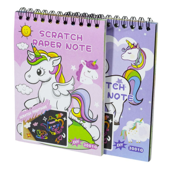 Блокнот для гравюр  А6/10л.+2чёрн.л."Единорог"+дер.палочка (E-3001-U)