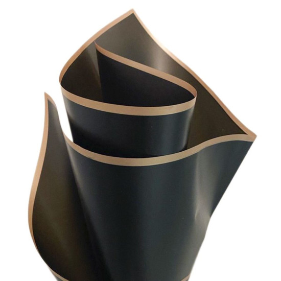 Калька чорна з облямівкою для квітів - матова флористична плівка , 60x60cm, (20шт) Чорний Unison (PKD-K-18)