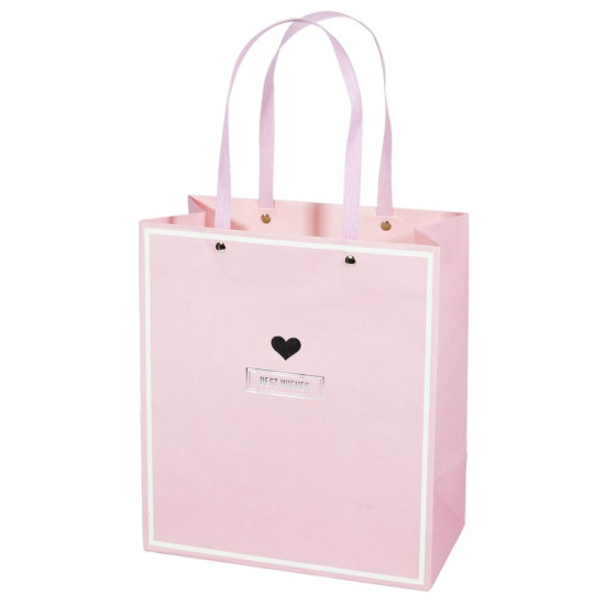 Пакет подарунковий 006-22L, серія VIP  рожевий з пластиковими ручками, 210g , 26х23х12см (006-22L)