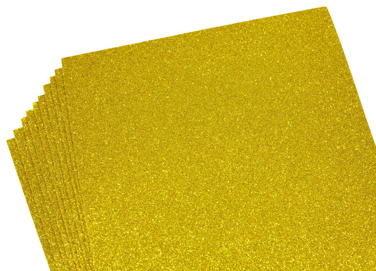 Фоаміран 1,8мм з глітером,  10 аркушів 20х30 - золотий  (самоклейка) (8669)