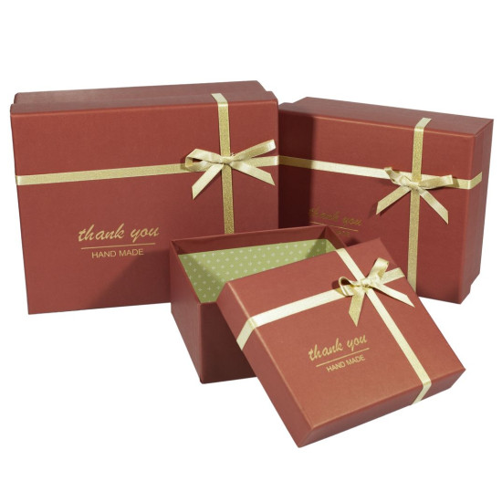 Подарункова коробка 107-9, прямокутна матово-червоне, 25.5х20.5х10.5cm/21.5х17.5х9.5/16.5х14.5х8.5cm   3шт. в наборі (107-9)