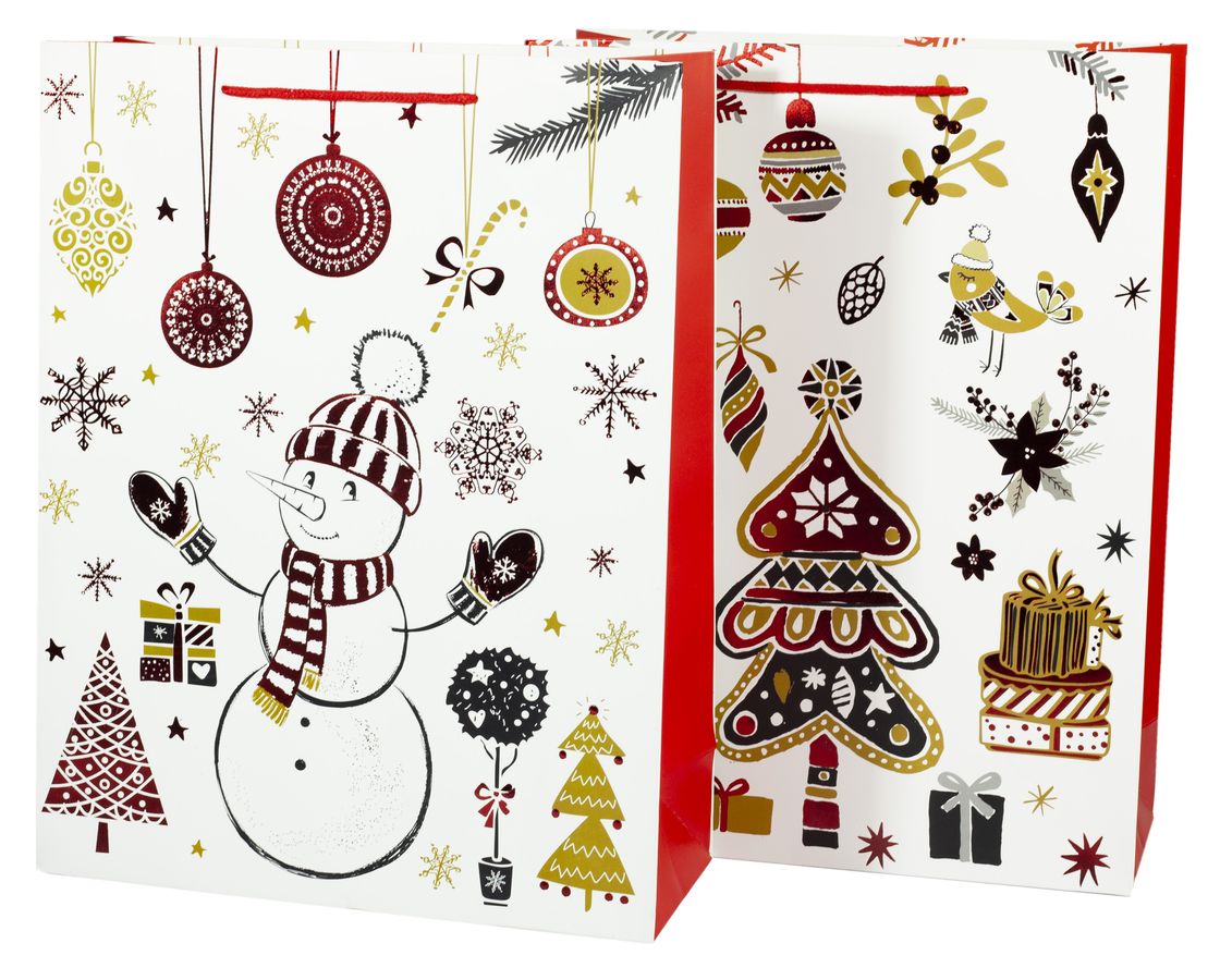 Пакеты 31*40*12cm подарочные новогодние с фольгой, Unison, 5392L (5392L)