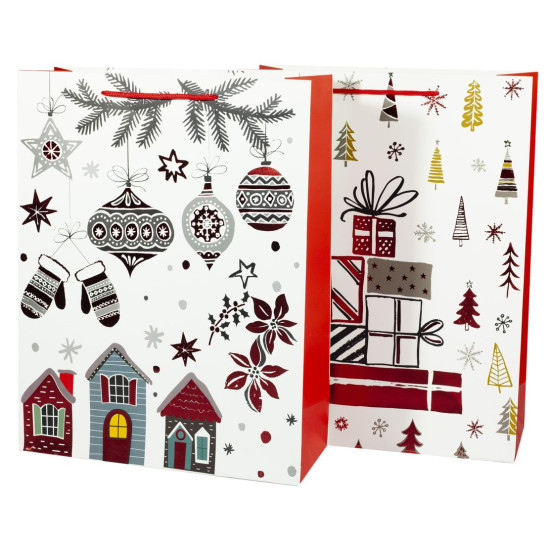 Пакеты 31*40*12cm подарочные новогодние с фольгой, Unison, 5392L (5392L)