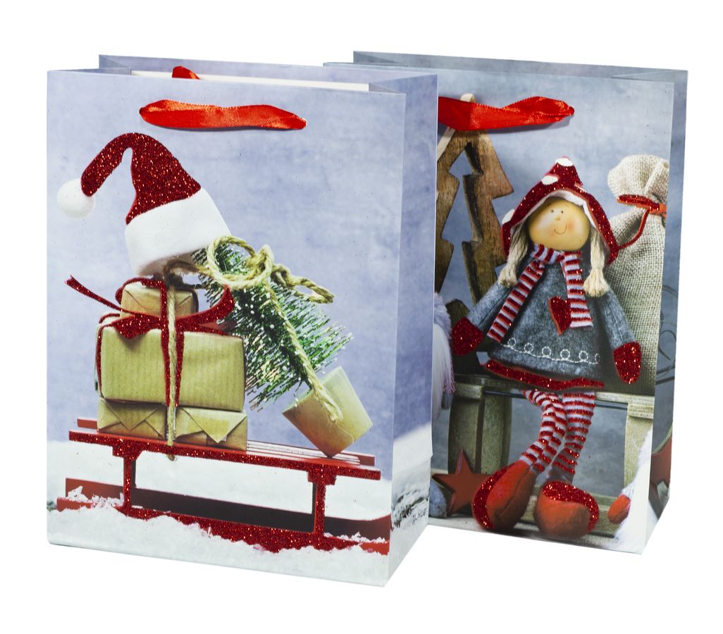 Подарочные пакеты новогодние 18*24*8.5cm с глиттером, Unison, 5179S (5179S)