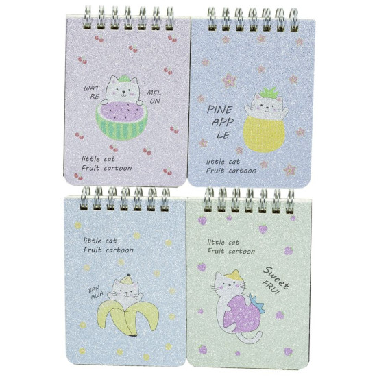 Блок.на спир. 80 л.Голограф.Котики с фрукт"_спир.-сверху 119-9 (119-9)