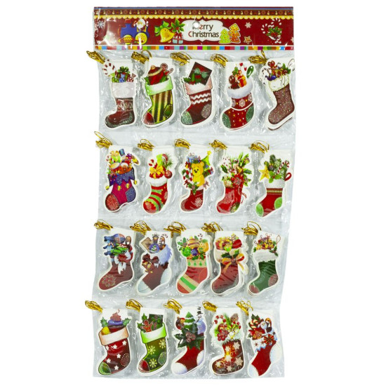 Новорічні листівки "Чобіток" 5,0х10,0см, 160шт (MX5872)