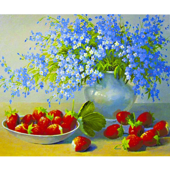 Картина за номерами "Незабудки і полуниця" 40 * 50см, крас.-акрил, кисть-3шт. (1 * 5) (3035)