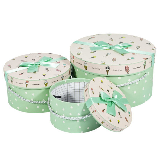 Подарункова коробка 058-16, кругла,  21.5*21.5*12cm/16.5*16.5*9/13*13*7.5cm   3шт. в наборі (058-15)