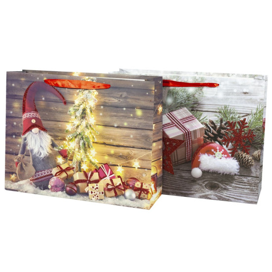 Подарочные пакеты новогодние 31*40*12cm с глиттером, Unison, 8513L (8513L)