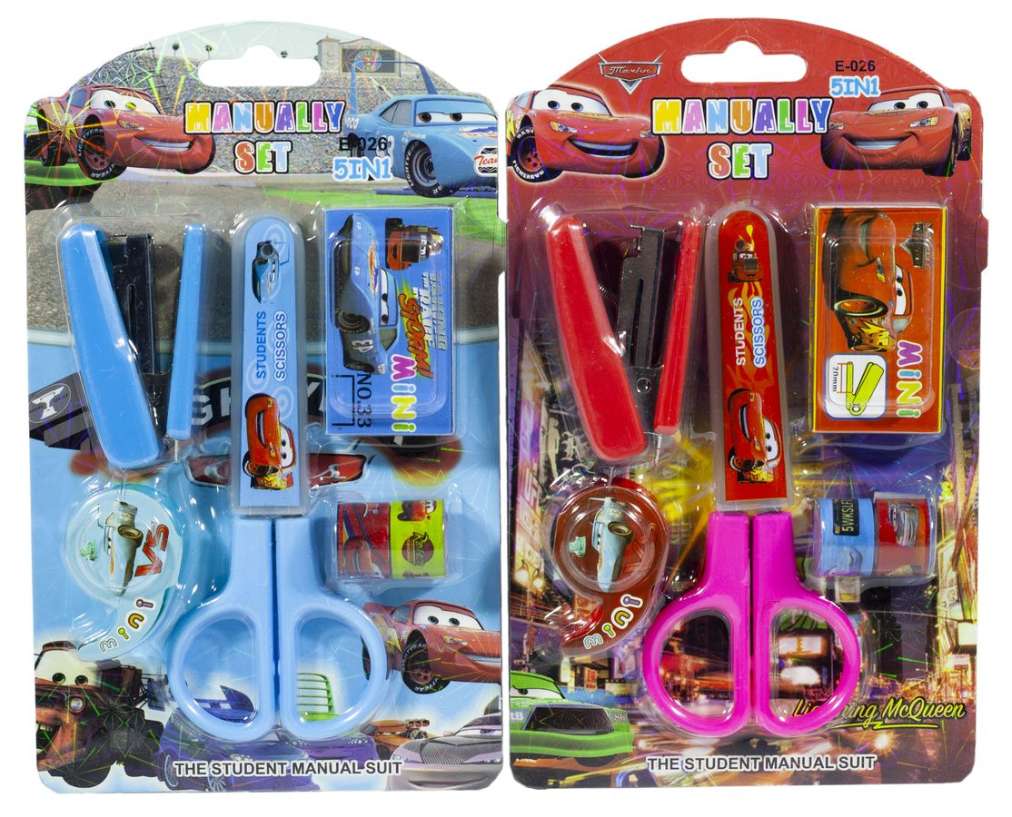 Набір степлер, скоби, ножиці, дісп.скотч  "Мультяшки для хлопчика" Unison (E-026-B)