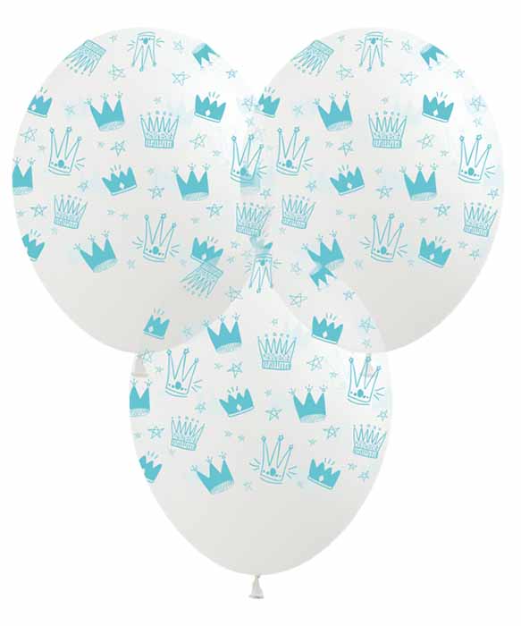 Шарики Pelican 12' (30 см) "Короны аквамарин"  10шт/уп Разноцветный Pelican (828698)
