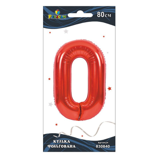 Цифра фольгована Pelican, "0" Червона 80см Червоний Pelican (830840)