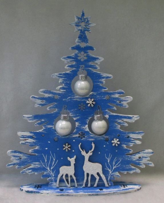 Новогодняя декорация "Елочка" синяя с оленями 23см Синий Unison (DT-5)