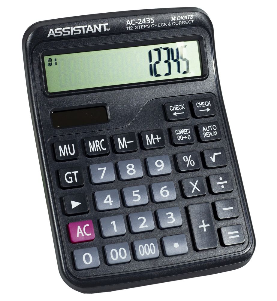 Калькулятор  настольный Assistant, 14разр., 2-е питание, 178х130,5x38,1мм, AC-2435 (AC-2435)