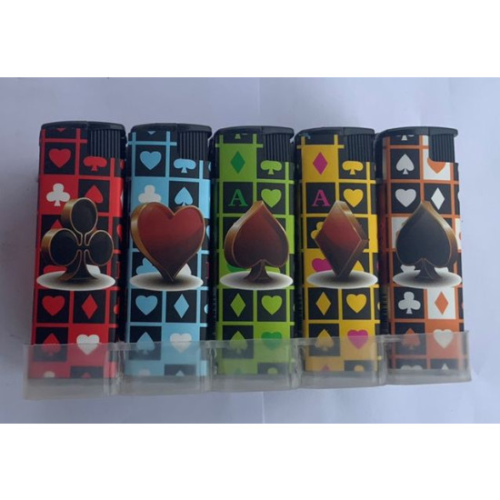 Газова запальничка пластикова Карти (турбо полум'я) Різнокольоровий Unison (158-5)