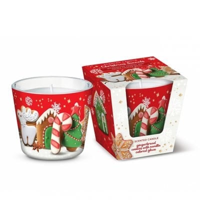 Свічка ароматична "Рождественские сладости (Пряники)" 30 часов, 8см Красный Bartek Candles (72458)