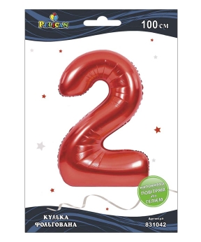 Цифра фольгована Pelican, "2" червона 100см Червоний Pelican (831042)