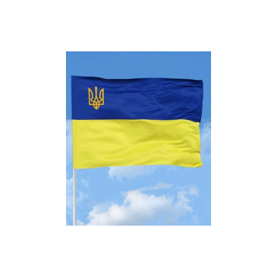 Прапор 140см*90см "Україна тризуб" атласний Жовто-блакитний Unison (782013)