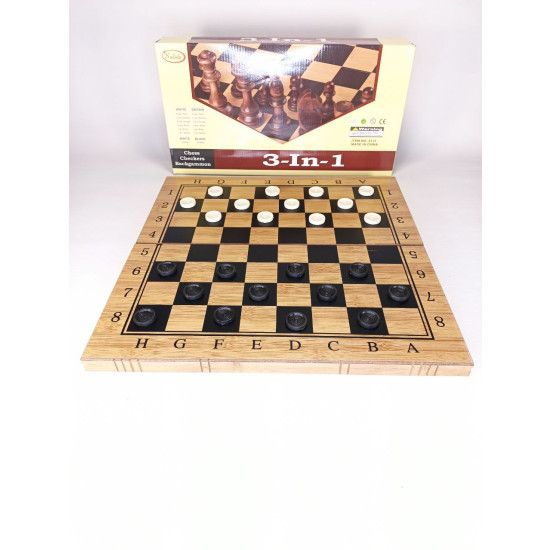 Гра настільна -3 в 1-"Шахи,шашки,нарди"бамбук 39см (8268-39)